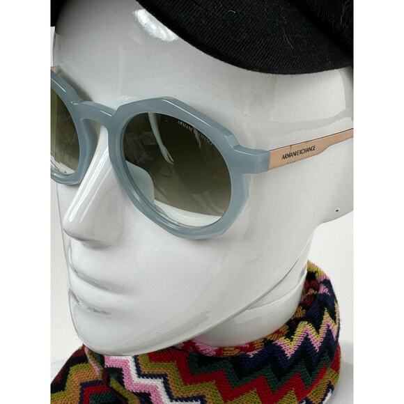 Armani Exchange Light Blue Round Geometric Sunglasses - Picture 3 of 10